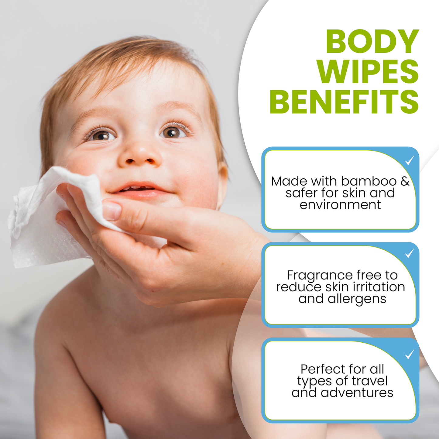 Bamboo Clean Care Sponge Body Wipes (1 pack of 25 wipes)