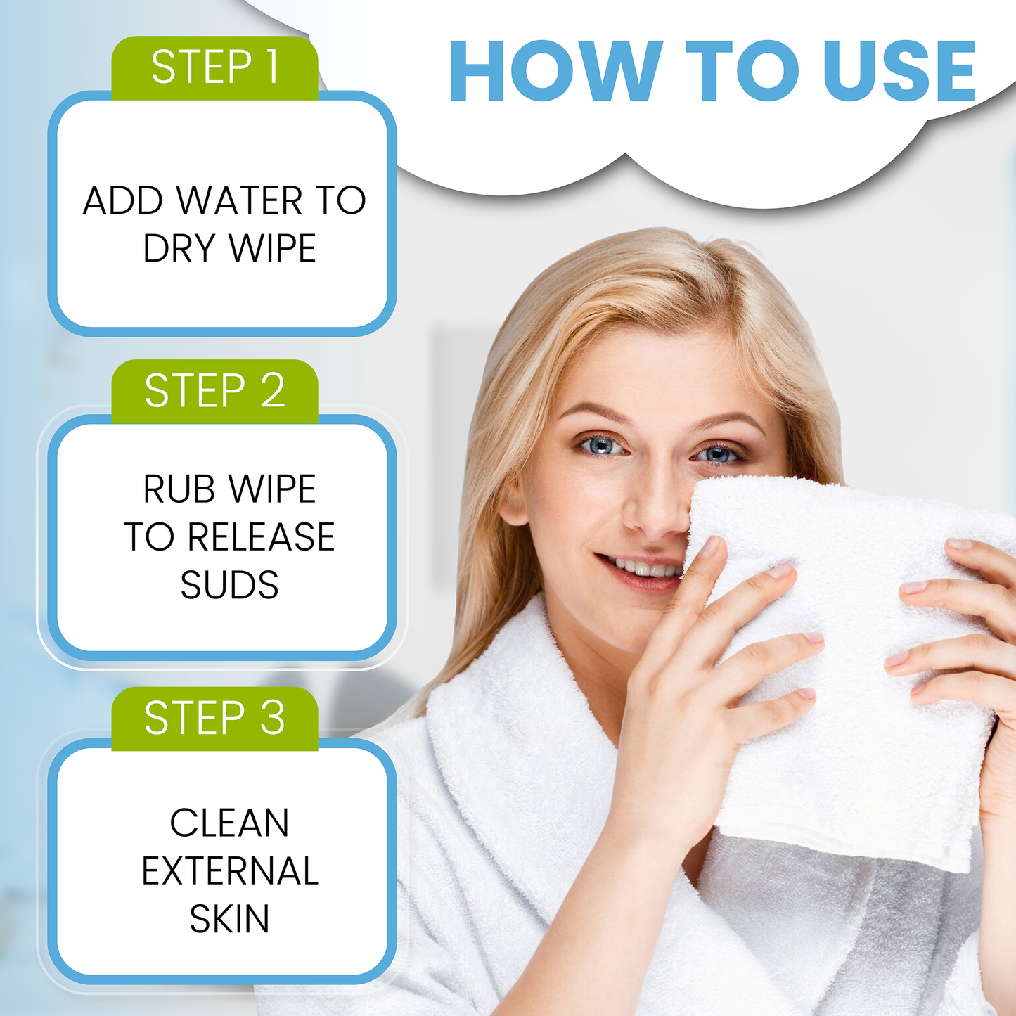 Bamboo Clean Care Sponge Body Wipes (1 pack of 25 wipes)